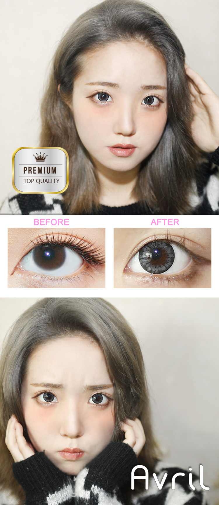 Avril (A132) Gray contacts ,Colored contacts,Circle lenses 